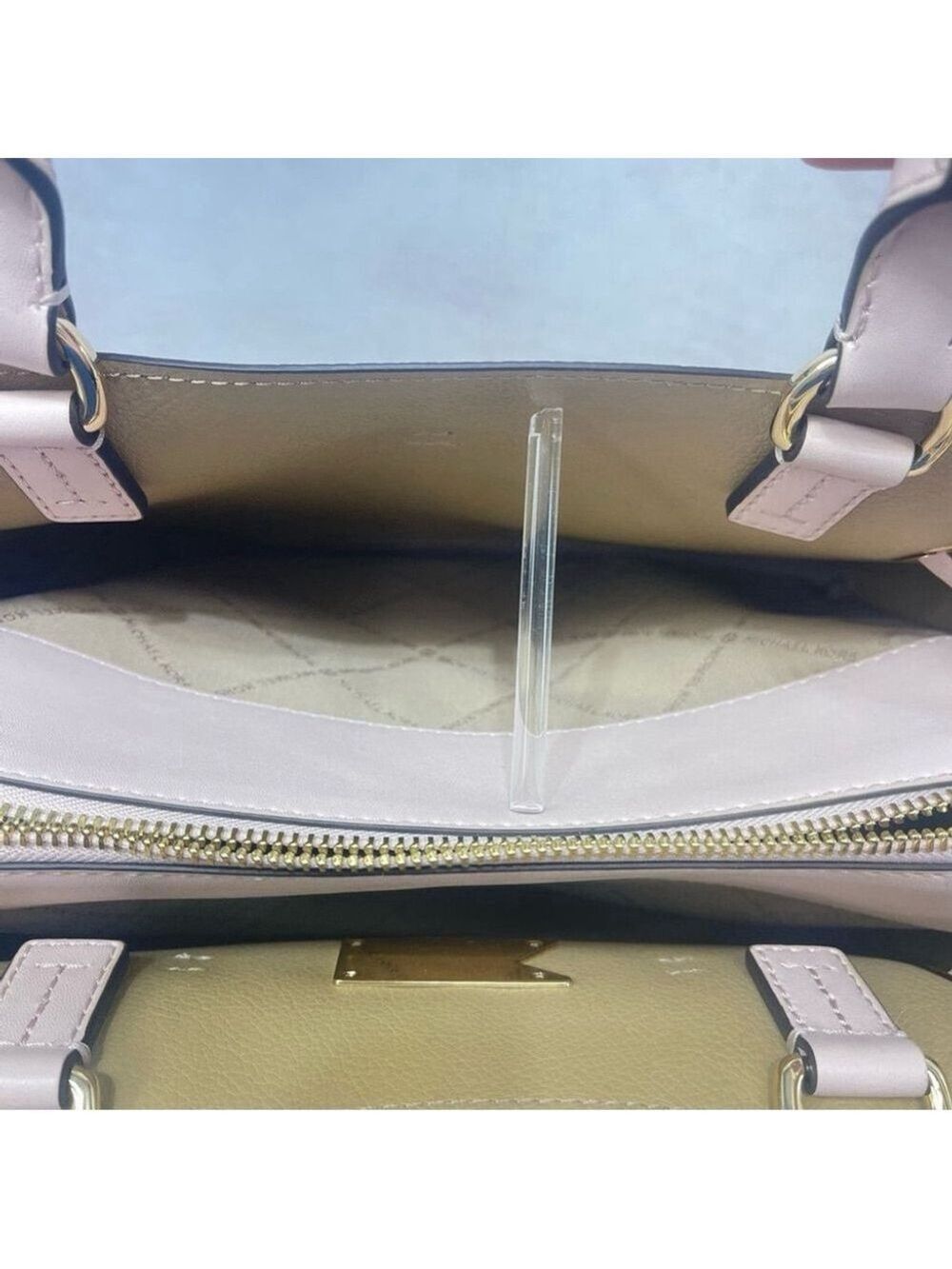 Michael Kors Reed Large CZ Belted Satchel & Matching Wallet Powder Blush Pink - Picture 7 of 14